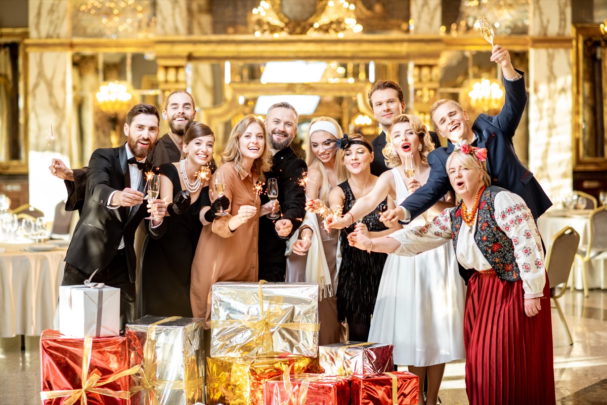 A festive group celebrating together